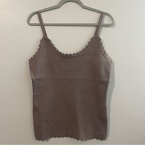 Perch Blu Pepper Women's Fine Gauge Tank Top Sweater Cami Scalloped Edge Plus sz